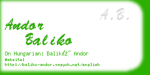 andor baliko business card